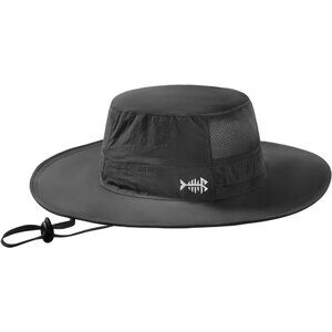 Unisex Dark Grey 100% Nylon Wide Brim Mesh Uv Protection Chin Strap Cowboy Hat